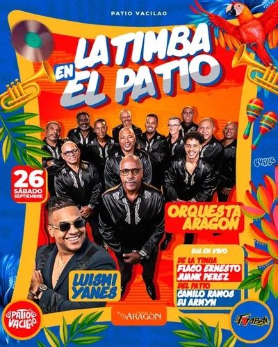 Flyer de Tarde de Salsa y Charanga en el Patio — Orquesta Aragón + Luismi Yanes "El Caballo"